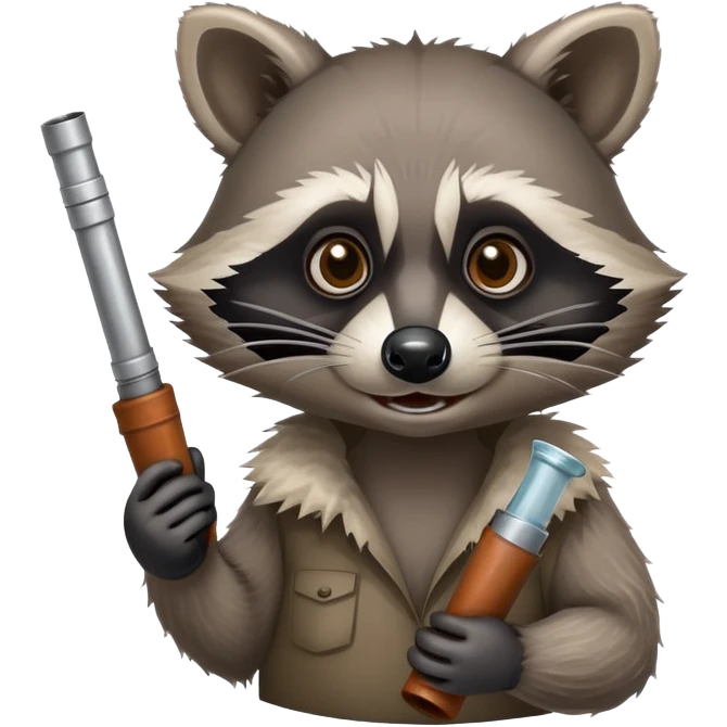 A raccoon holding a meth pipe emoji