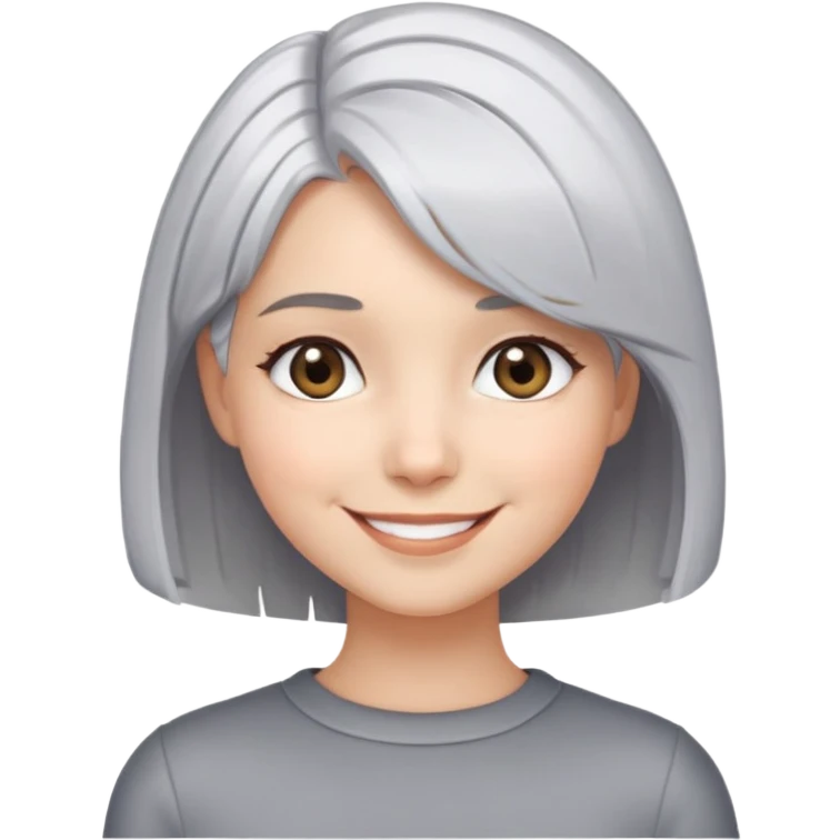 girl,silver hair, bob hair,grey eyes, short hair , smile emoji