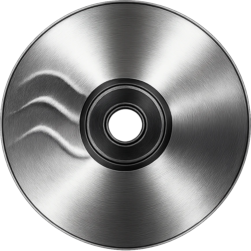 A minimalist CD disc with wave pattern, glowing effect, violet color emoji