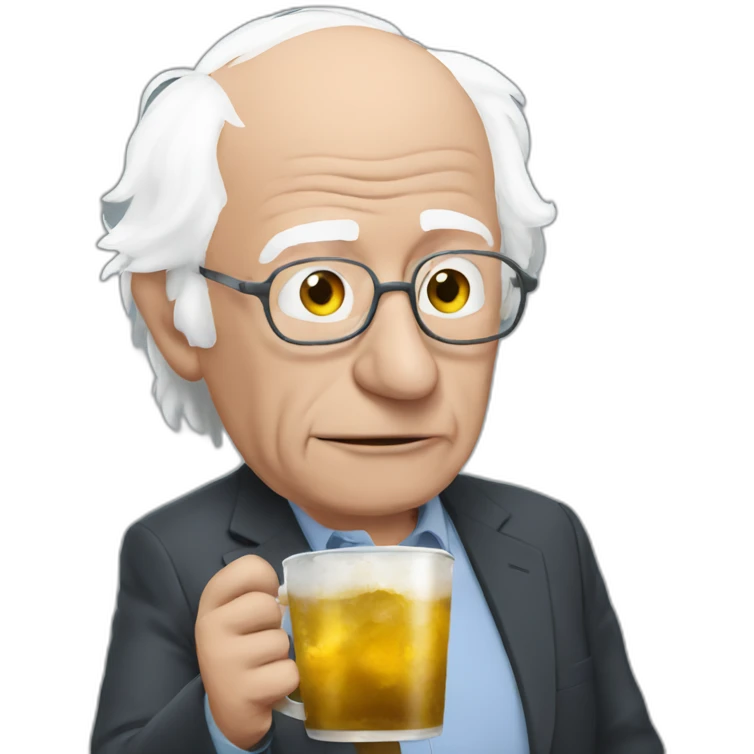 Bernie sipping with Trump emoji