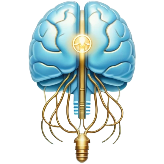 Ethereal pearlescent and light blue capsule in the foreground with a translucent brain positioned behind it, illuminated by golden electrical pulses forming a neural network. A small glowing liver symbol to the side, all surrounded by a mystical aura of mental focus and clarity emoji