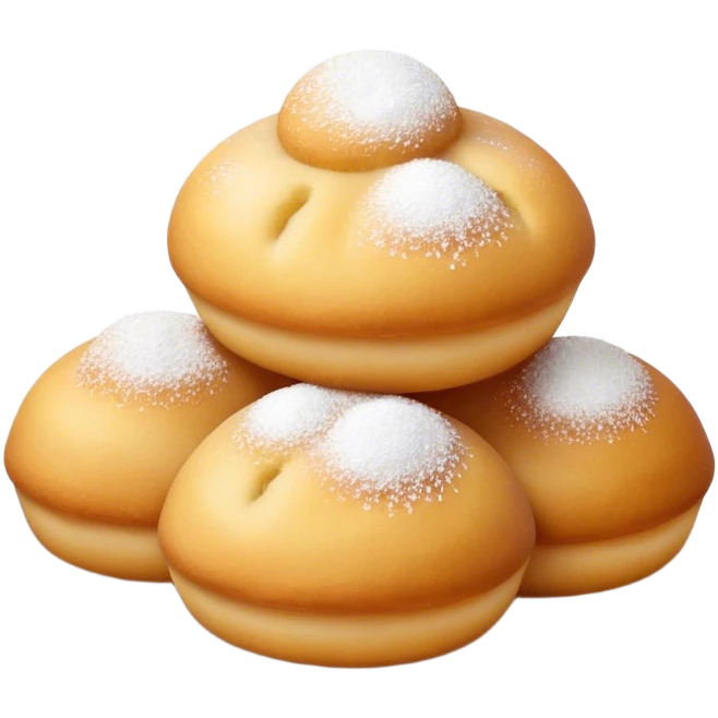 Cinematic Realistic Fritule Dessert Emoji, featuring small, fluffy dough balls dusted with powdered sugar rendered with delicate textures and warm, inviting lighting. emoji