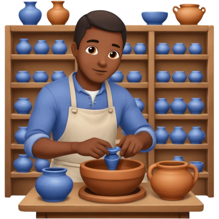 Pottery Wheel Artist black man  emoji