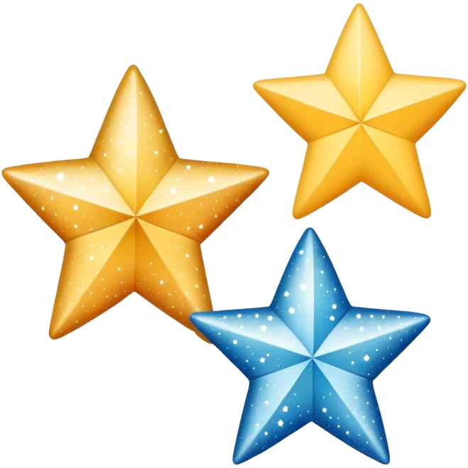 three simple sparkle stars, each star has a different fabric pattern emoji
