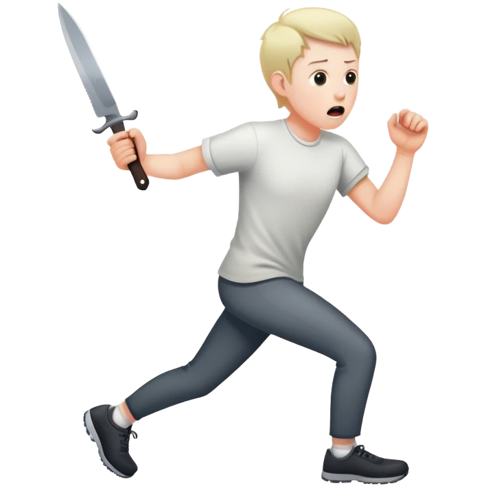 Frightened person sprinting away from a shadow with a knife emoji