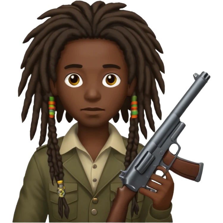 very darkskin dreads going infront of face with gun  emoji