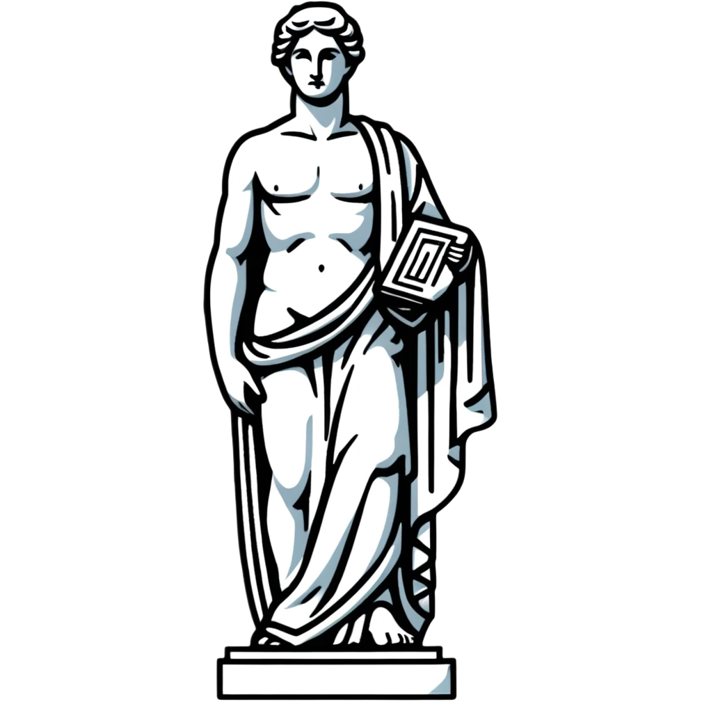 Full view of Michelangelo's David statue, Renaissance masterpiece, artistic stylized representation of the biblical hero emoji