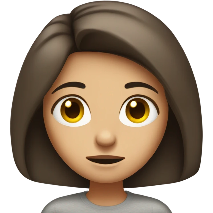 Brunette long hair girl rude face emoji