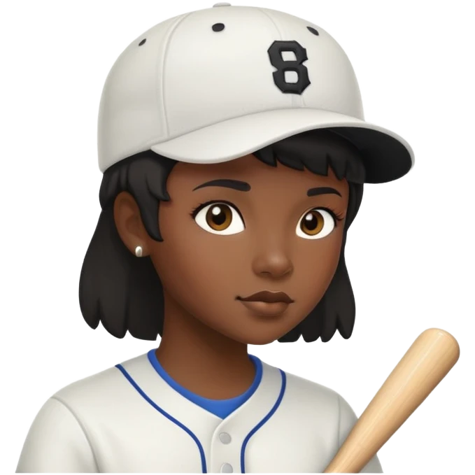 Black girl with short hair mullet and a baseball hat emoji