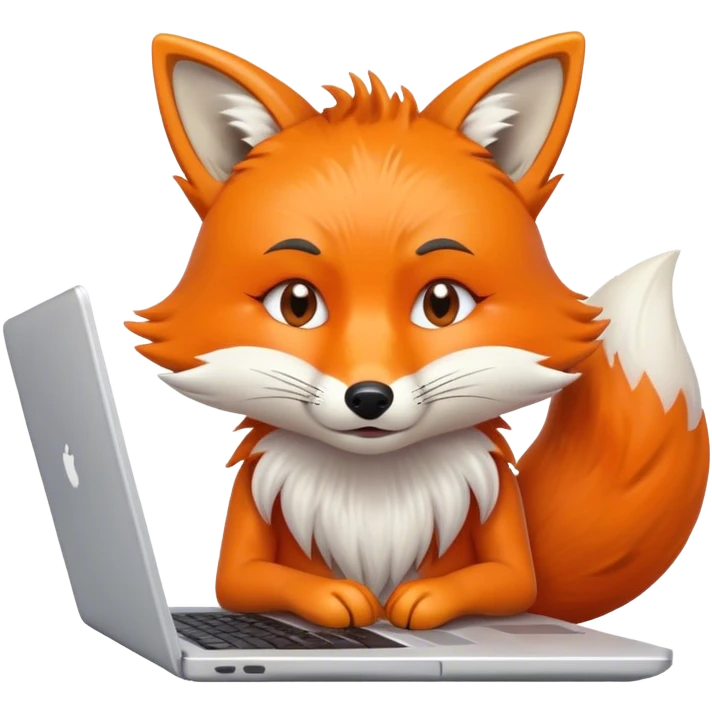 Crying fox work in laptop emoji