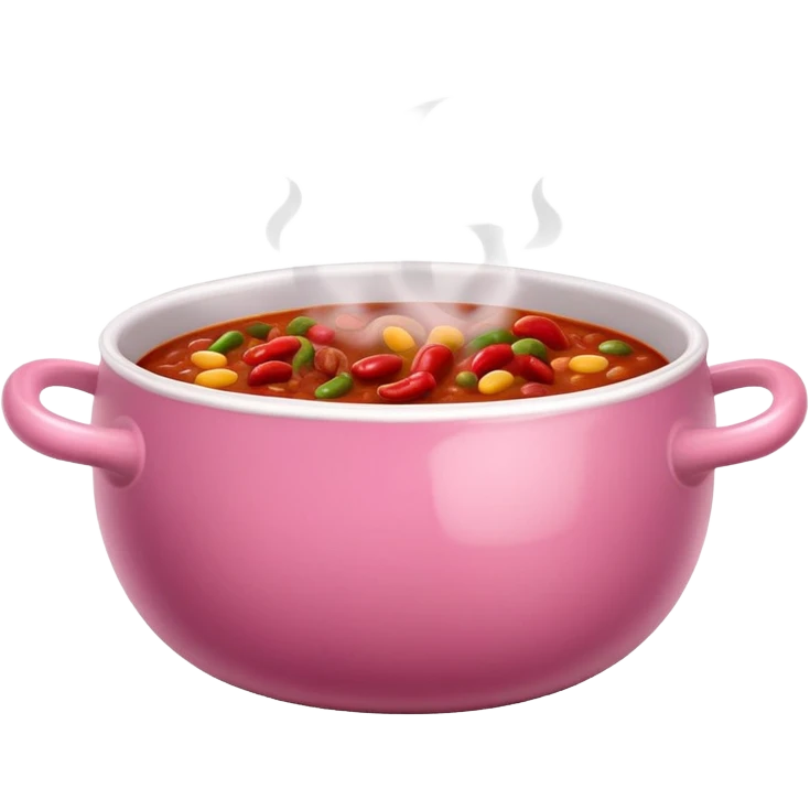 super realistic small pink bowl of chili emoji