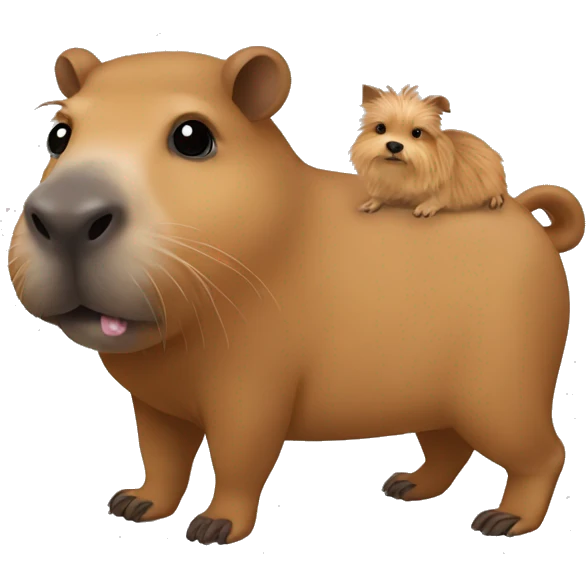 Capybara with Yorkie puppy on back emoji