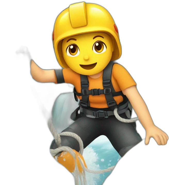 Canyoning with rope in the water emoji