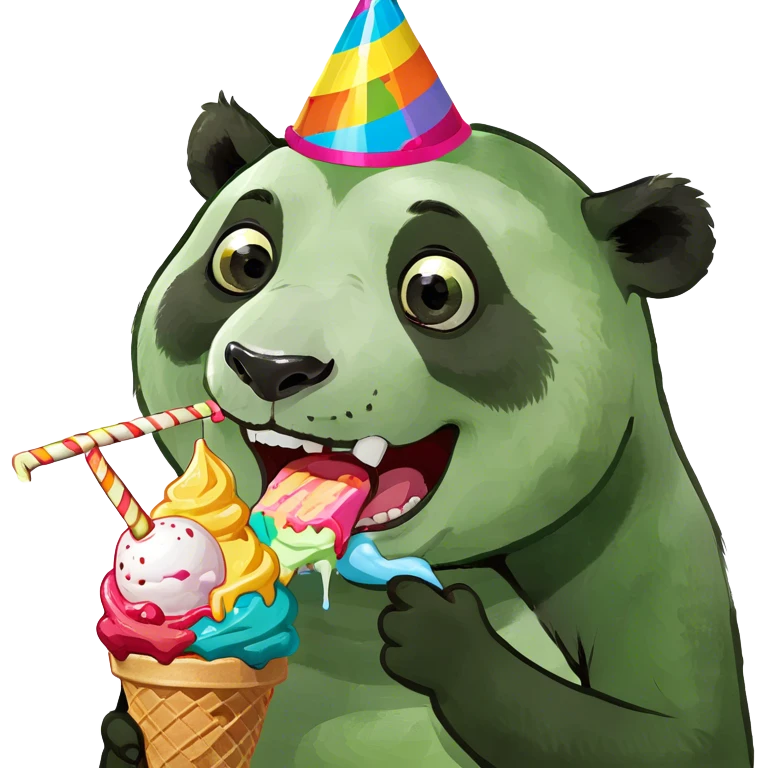 Panda eating ice cream emoji