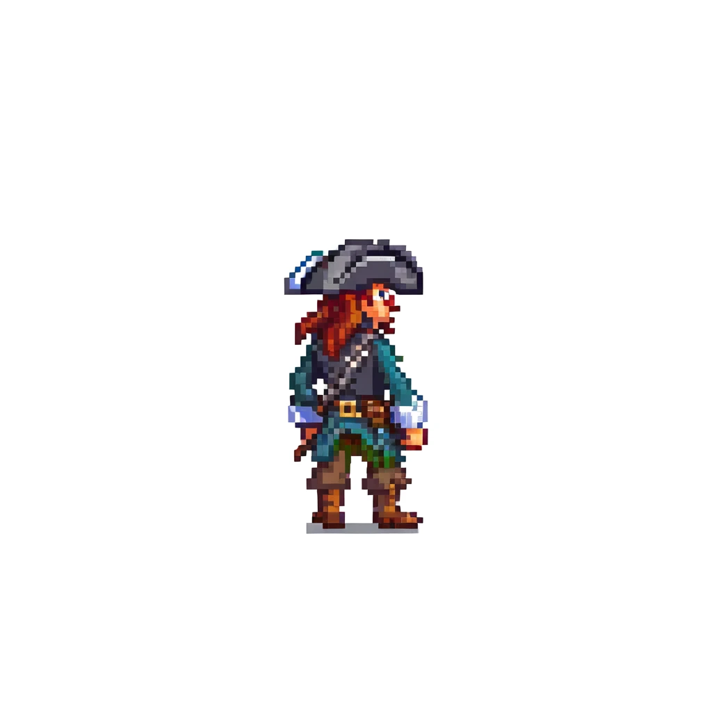 pirate character walking animation, 32-bit style, game sprite, side view emoji