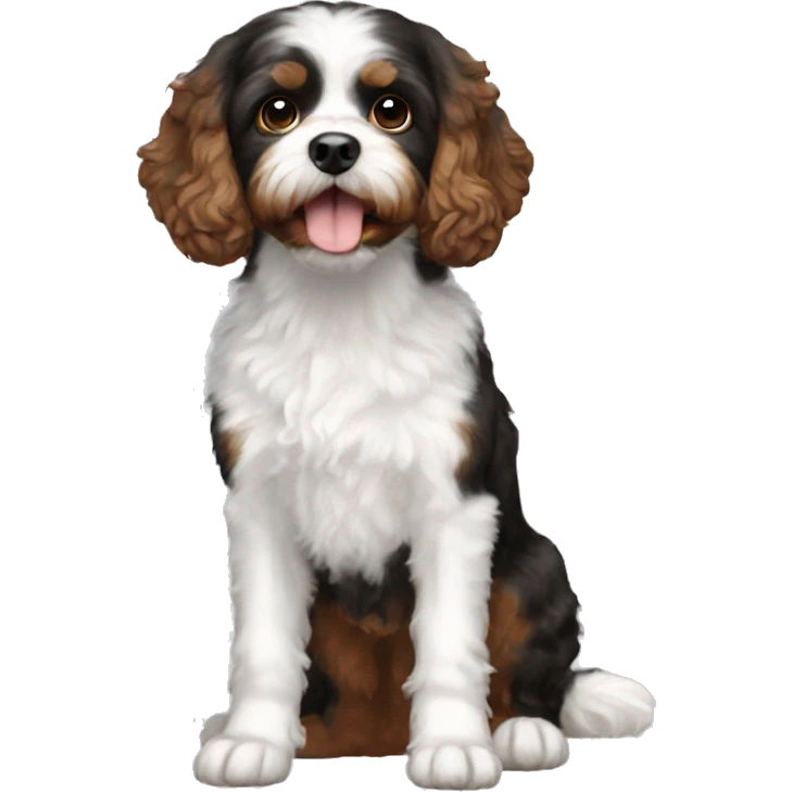 black brown and white cavapoo emoji