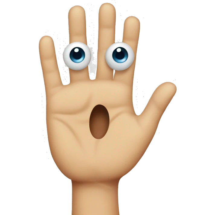 a hand with eyes emoji