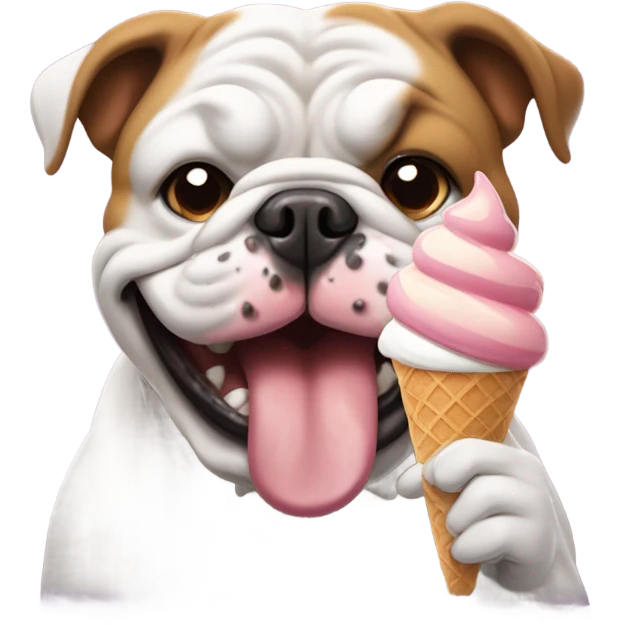 Bulldog eating ice cream emoji