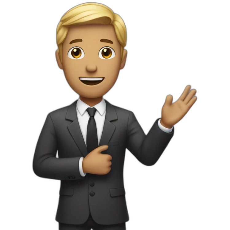 man in suit holding out his arms emoji