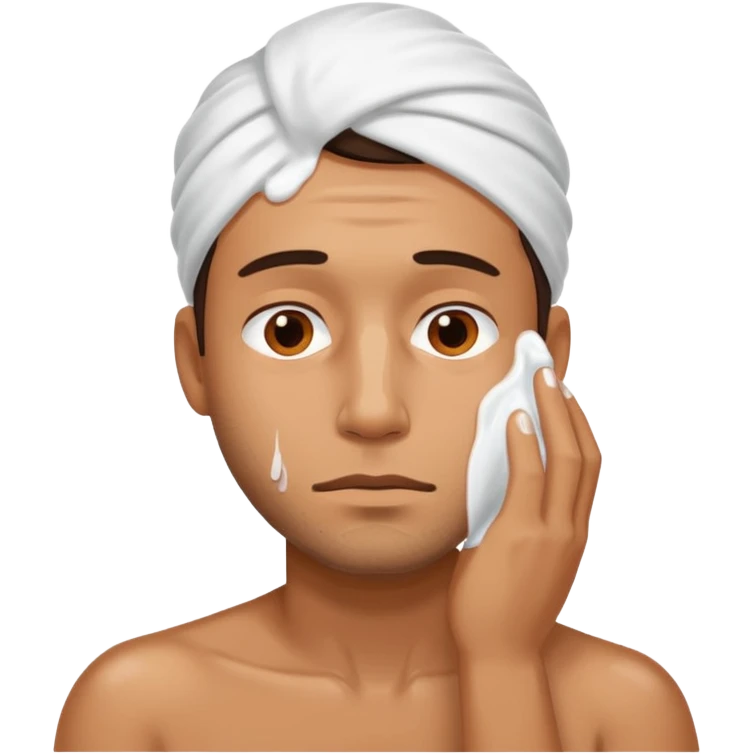 Man on the floor exhausted covered in white lotion emoji