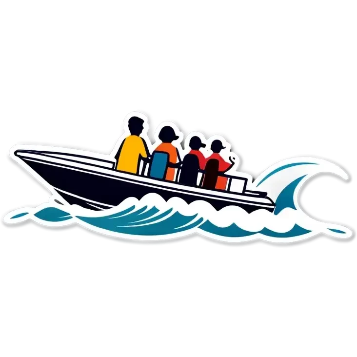 recreational family boat in waves emoji