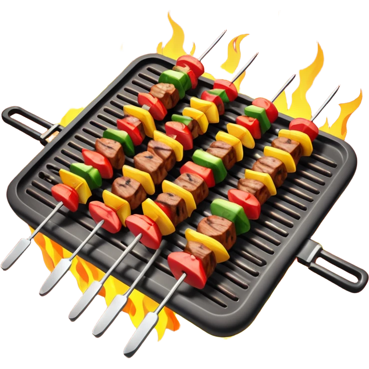 grilled shish kebab object icon, meat skewers with grill marks, 3D cartoon, mobile game icon style, clean background, no text, no watermark
 emoji