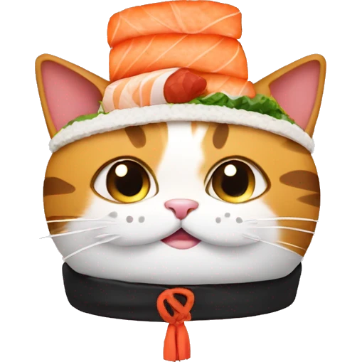 cat wearing sushi as a hat emoji