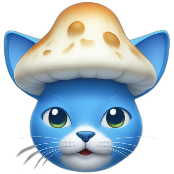 Blue cat with a white mushroom on the head emoji