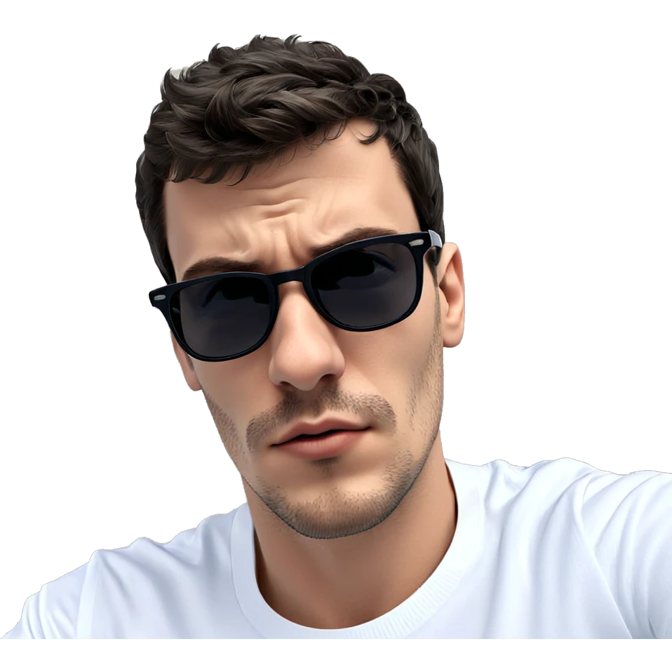 cool guy in white shirt emoji