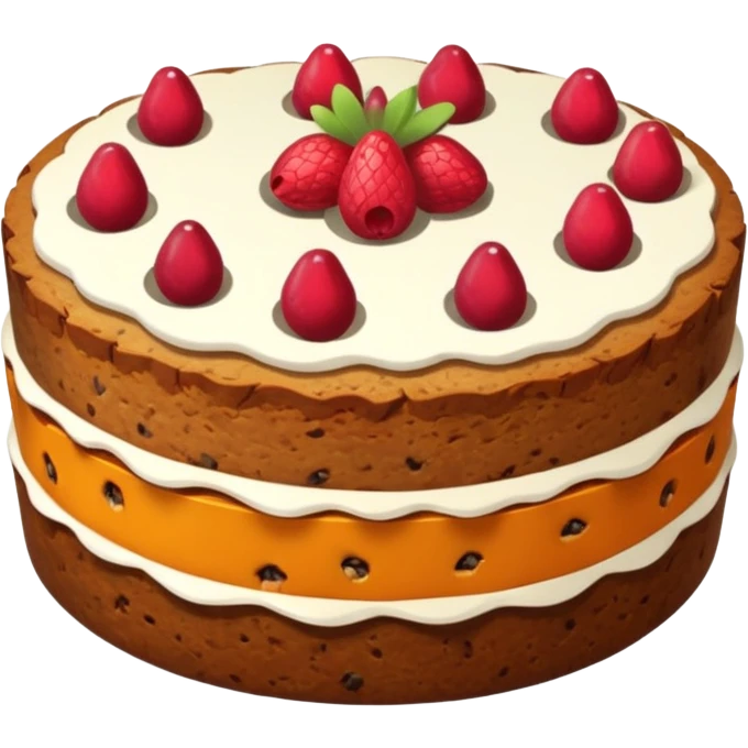 minimal fruit cake, no frosting, simple, clear emoji