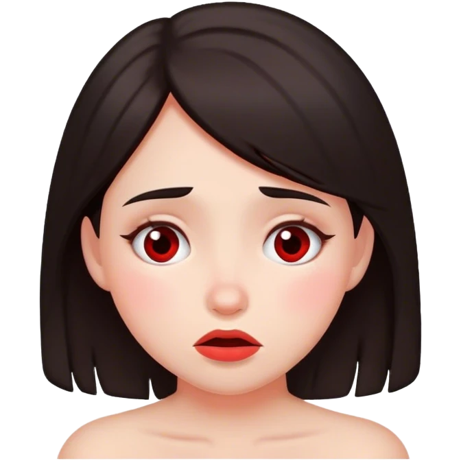 Embarrassed girl dark hair emoji