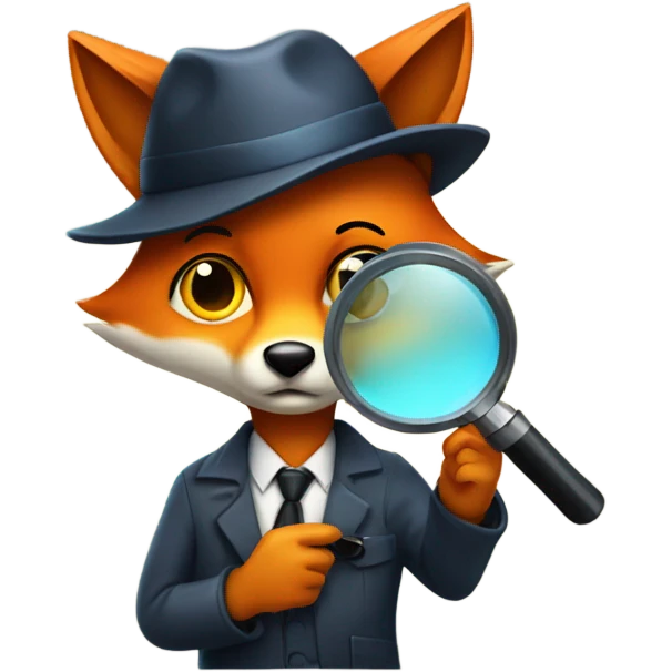 fox detective with a magnifying glass emoji