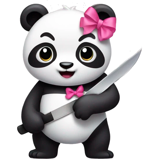 Panda with pink bow and knife emoji