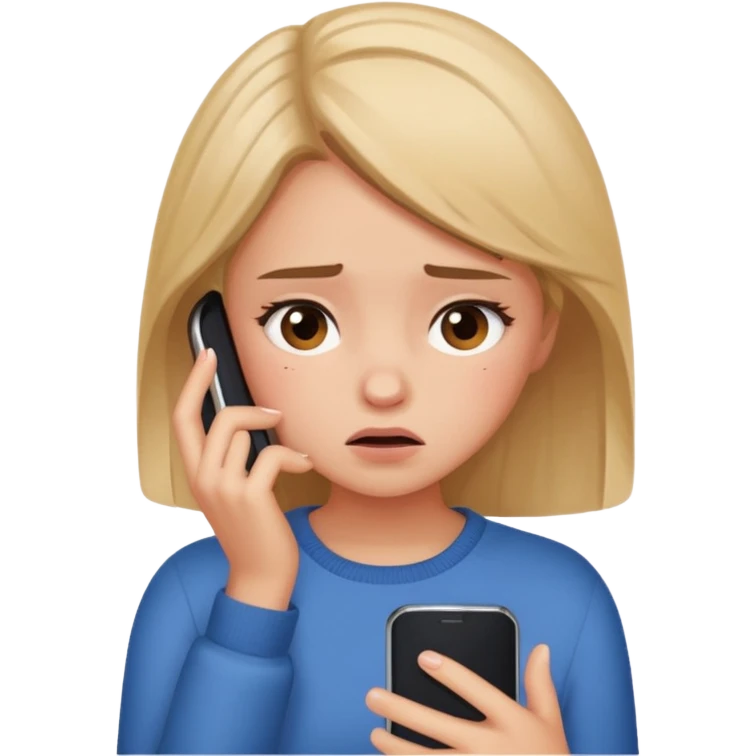 Do you want me to show you a girl looking at her cell phone and feeling embarrassed and in trouble? It's okay to have a question mark emoji like this next to her emoji