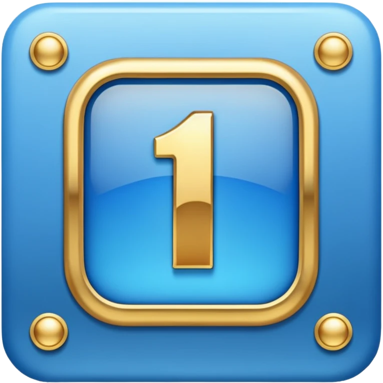 Make a square icon for a paid subscription, blue with gold and the number 1. emoji
