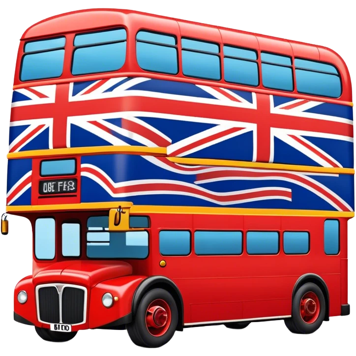 Union Jack flag, double decker bus emoji