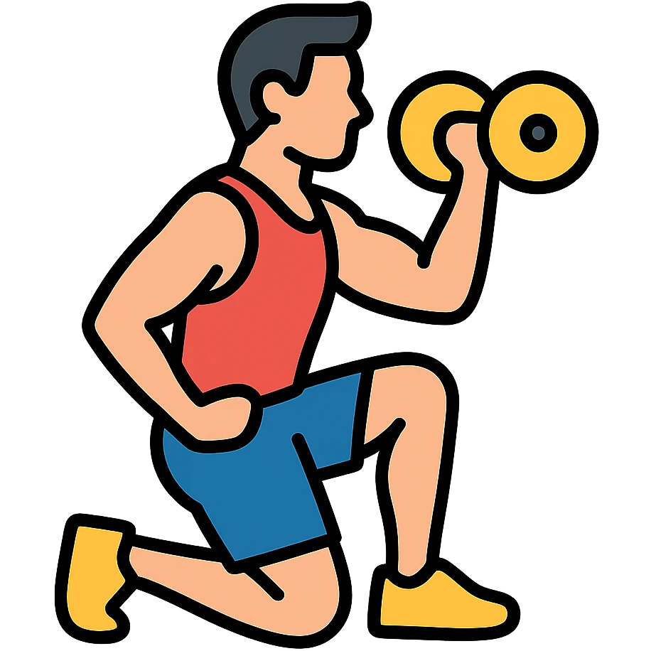 one man doing an intense gym exercise, modern and easy to understand, icon style emoji