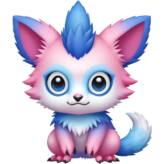 Cute cool kawaii pink-white-blue-gradient fakemon-digimon-Trico-vernid-creature emoji