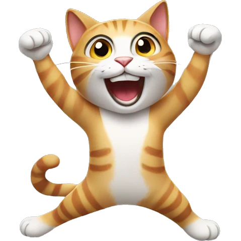 excited cat with arms up emoji
