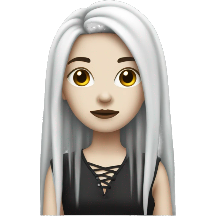 White skin gothic girl emoji with black dreadlocks   emoji