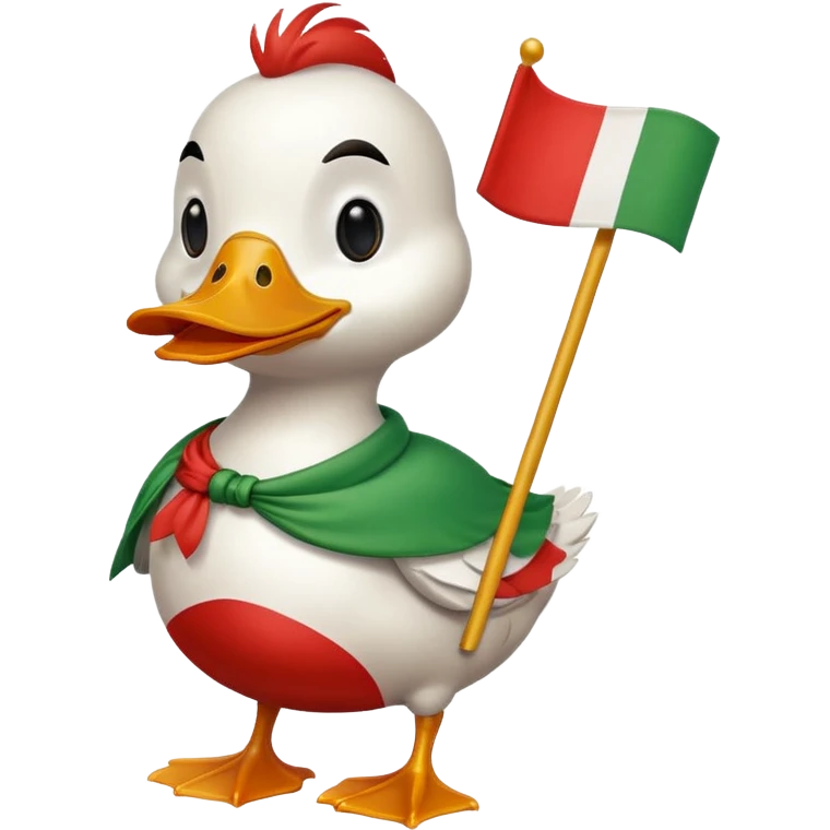 A cartoon duck wearing an Italian flag emoji