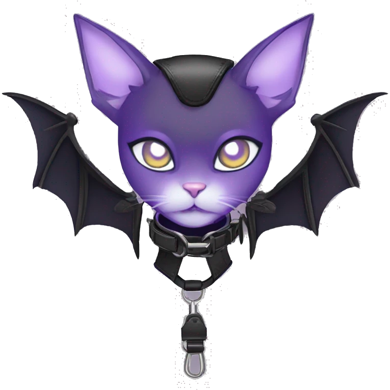 Anthro cool cute edgy pretty black techwear grey Purple ethereal fantasy nargacuga-bat-cat-Fakemon collar harness leather pouch emoji