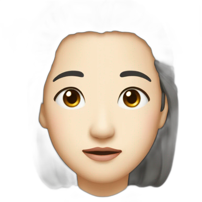 大眼睛-双眼皮-圆鼻子-黑色眼镜框-嘴巴-浓眉毛-刘海-马尾-黑头发 emoji