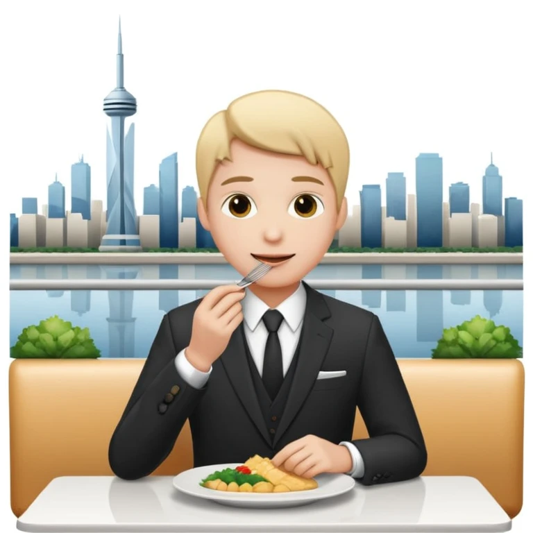someone who eats in restaurants high above the city with the city on the background
 emoji
