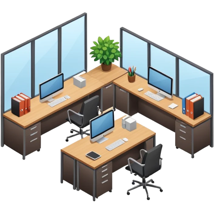 an office with several desks in an isometric style emoji