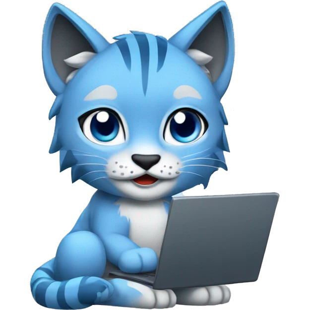A blue lynx with a laptop emoji