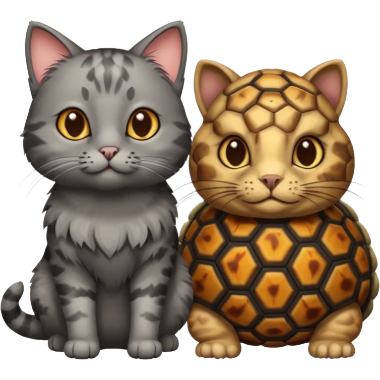 Grey cat and a tortoise shell cat emoji