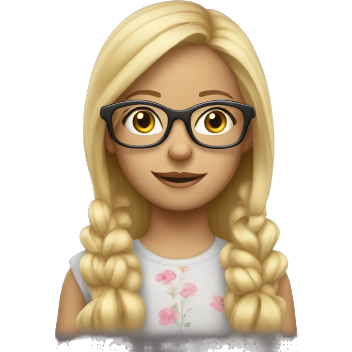 Blonde hair girl, wearing clear glasses, 8 years old emoji