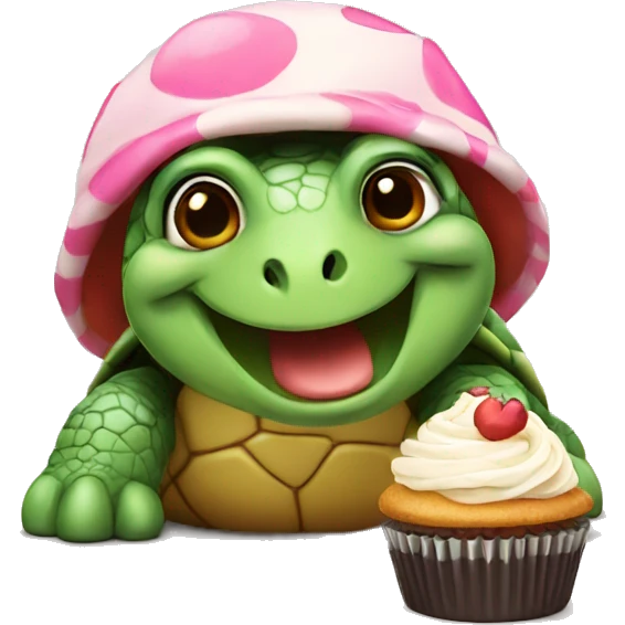 turtle eating a cupcake emoji