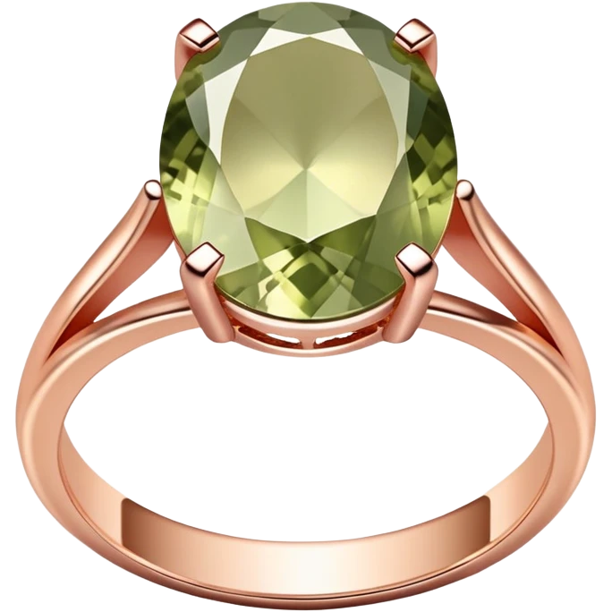 Rose gold wedding ring with pale olive stone emoji